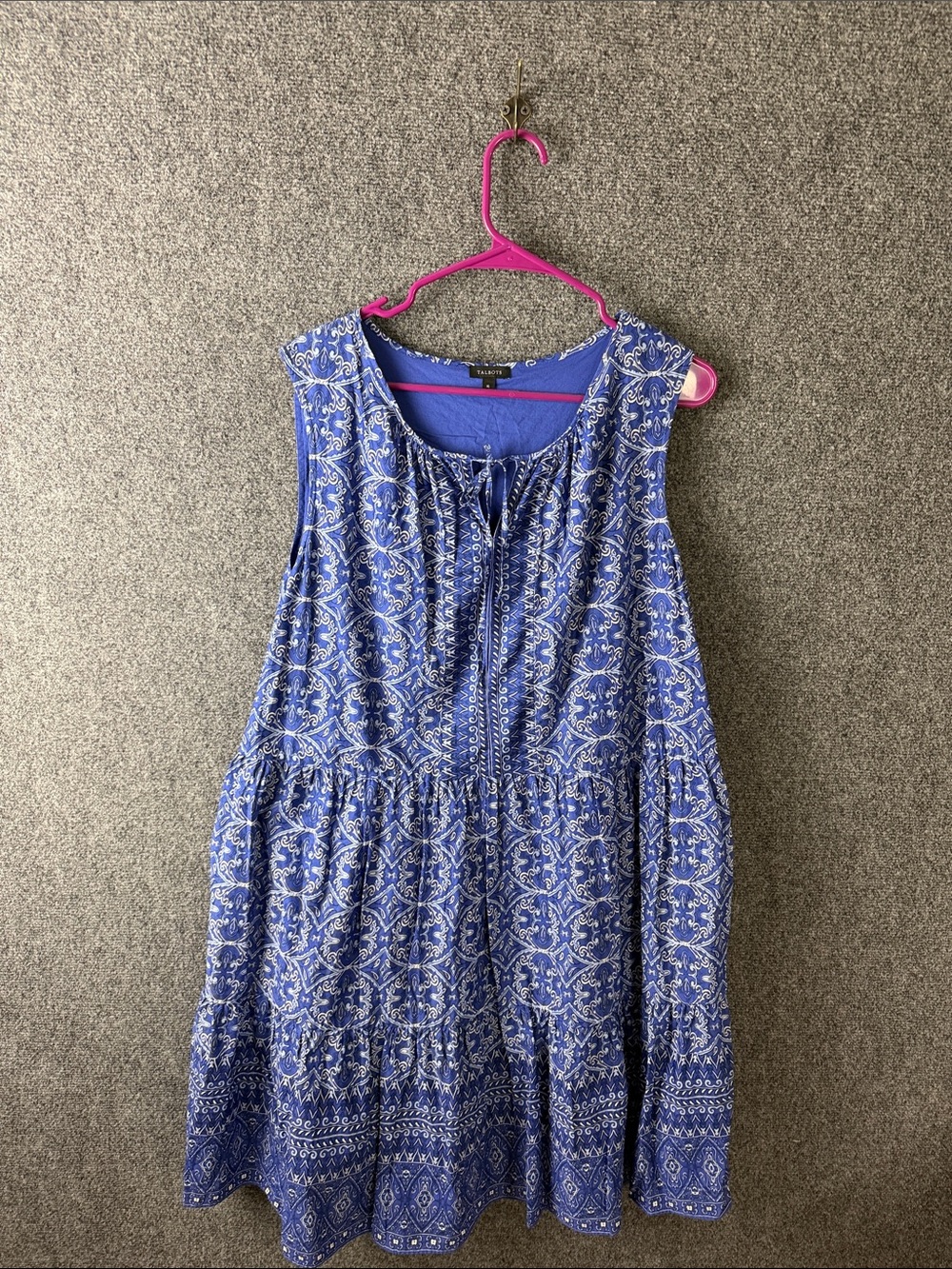 Talbots Royal Blue Sleeveless dress women’s size XL mini ruffled cotton beachy